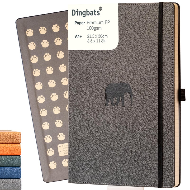 Dingbats* Notebooks Dingbats* - Wildlife A4 Grid Notebook - Extra Large Hardcover PU Leather Journal - for Work, Travel - Pocket, Elastic Closure, Pen Holder, Bookmark - Image 1